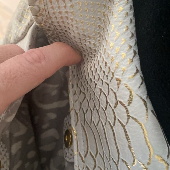 Aimee Kestenberg All For Love Leather Cream and Gold Python Crossbody - Picture 6 of 7